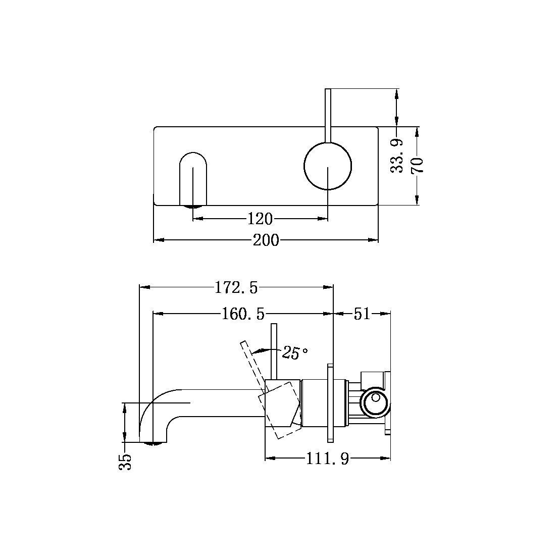 MECCA Wall Basin Mixer Handle Up Matte White YSW2219-07B-MW Tapware Nero 