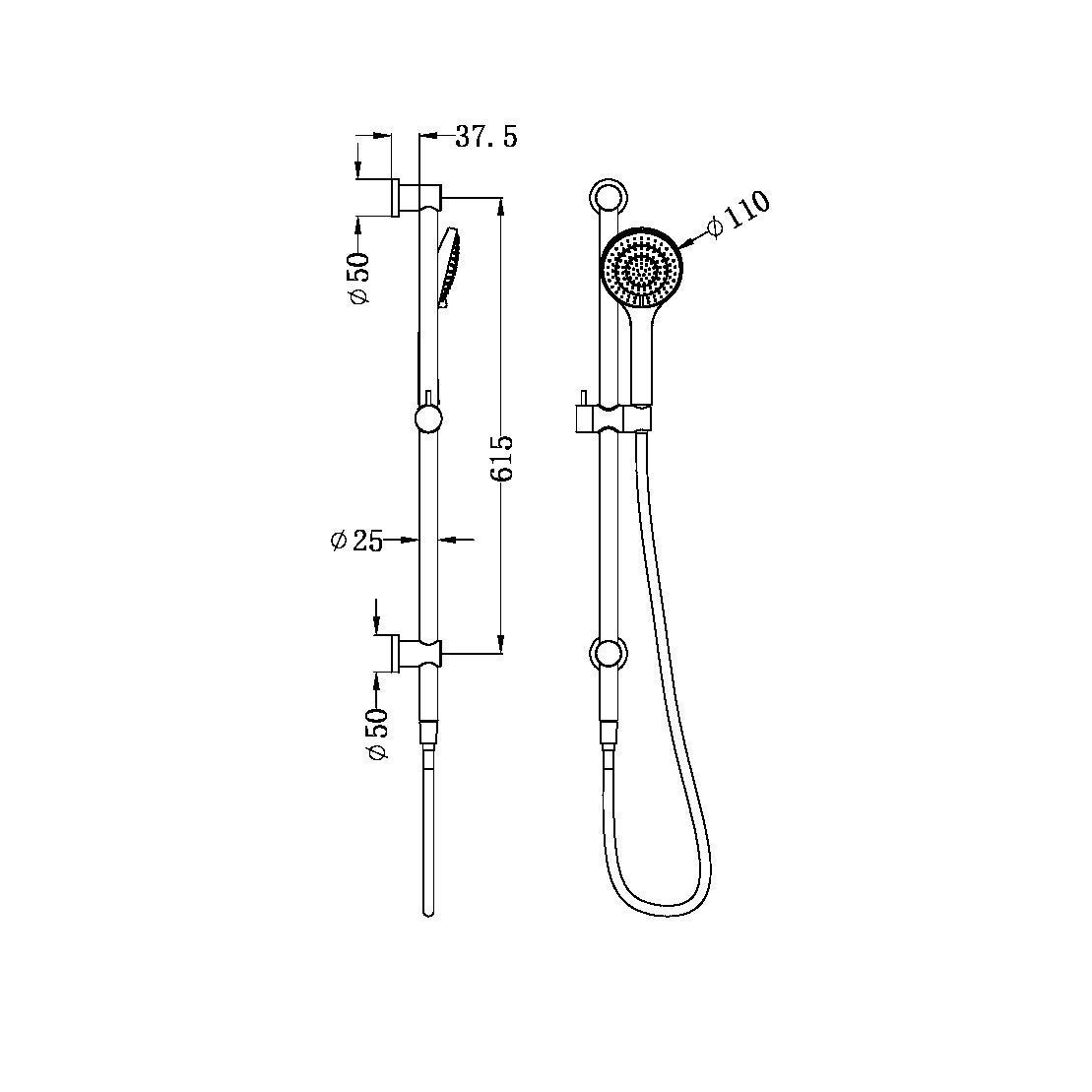 MECCA/Dolce Rail Shower with Air Shower Matte White YSW2219-05A-MW Showers Nero 