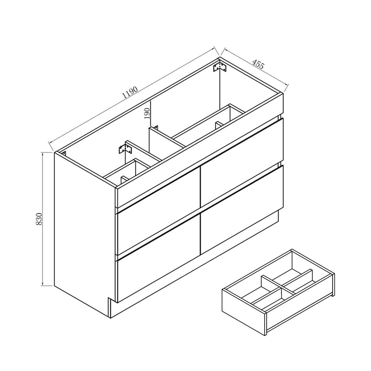 Mia 120cm Floor Standing Bathroom Vanity - Double Bowl Vanities & Mirrors Arova 