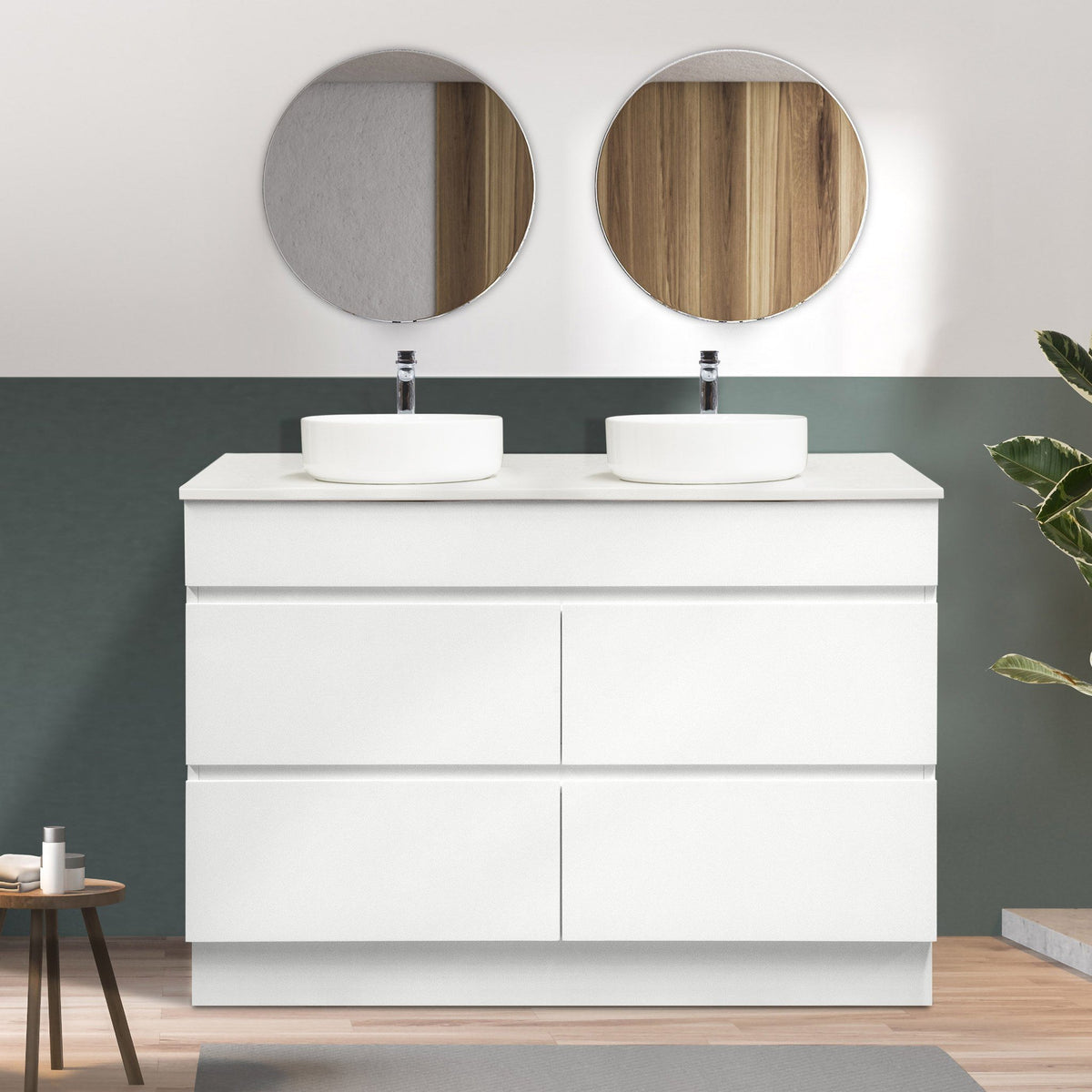 Freestanding double store vanity