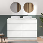 Mia 120cm Free Standing Bathroom Vanity - Double Bowl Vanities & Mirrors Arova Bliss Quartz Stone Top 2XCB1201N-Square Gloss White Basin 