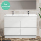 Mia 120cm Free Standing Bathroom Vanity - Double Bowl Vanities & Mirrors Arova Ceramic Top - 