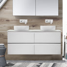 Mia 120cm Wall Hung Double Bowl Vanity Vanities & Mirrors Arova Bliss Quartz Stone Top 2XCB1201N-Square Gloss White Basin 