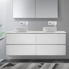 Mia 150cm Wall Hung Vanity Vanities & Mirrors Arova Bliss Quartz Stone Top 2CB1108N-Round Gloss White Basin 