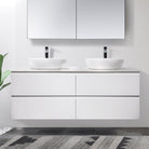 Mia 150cm Wall Hung Vanity Vanities & Mirrors Arova Bliss Quartz Stone Top 2XCB1201N-Square Gloss White Basin 