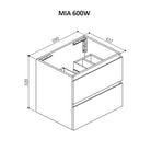 Mia 60cm Wall Hung Bathroom Vanity Vanities & Mirrors Arova 