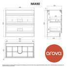 Mia 90cm Free Standing Bathroom Vanity Vanities & Mirrors Arova 