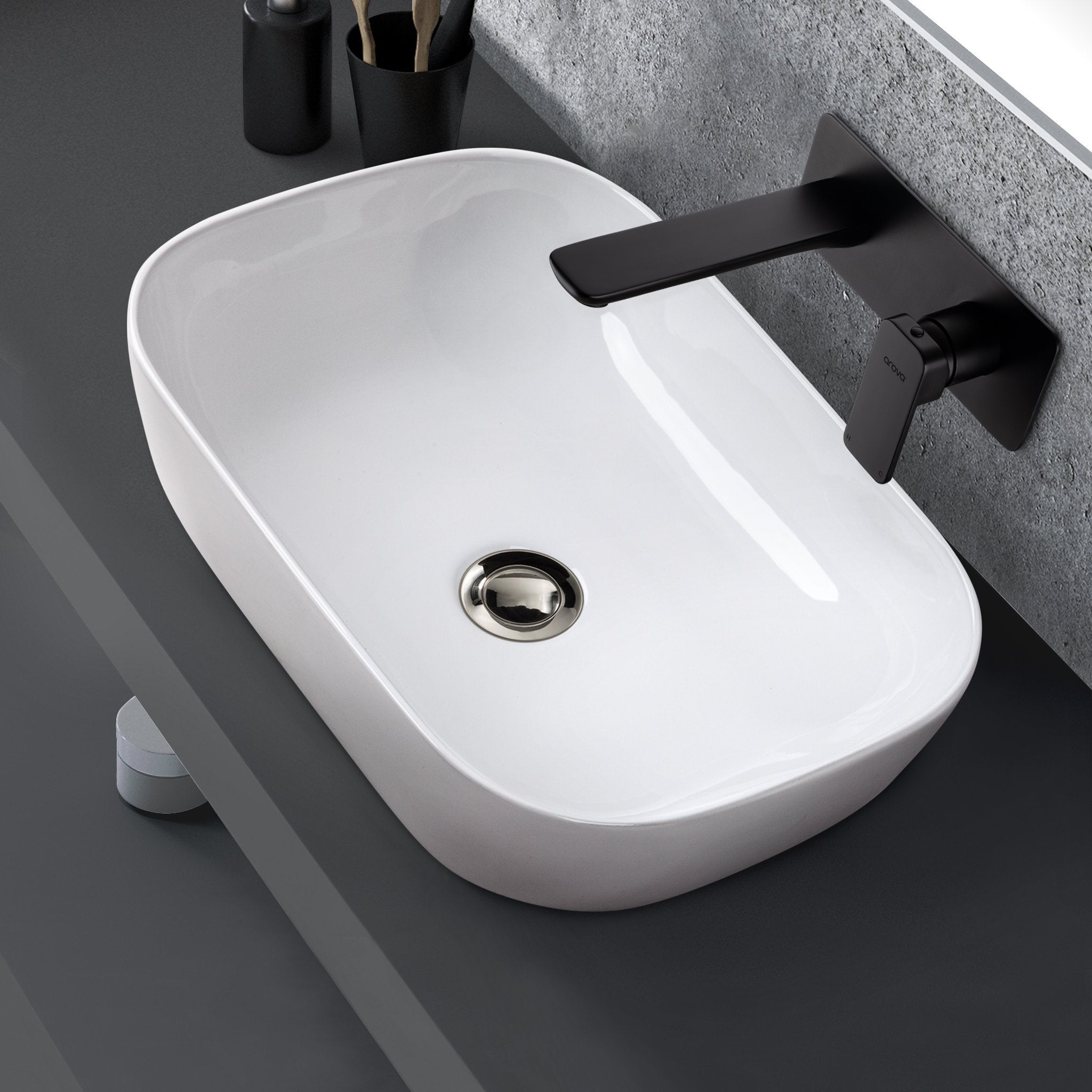 MICA 46 Above Counter Basin Gloss White Basins Arova 