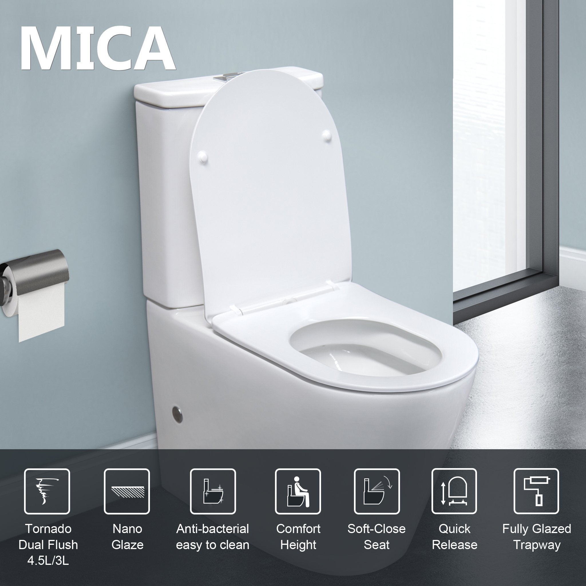 Mica Wall Faced Tornado Flush Toilet Suite Toilets Arova 