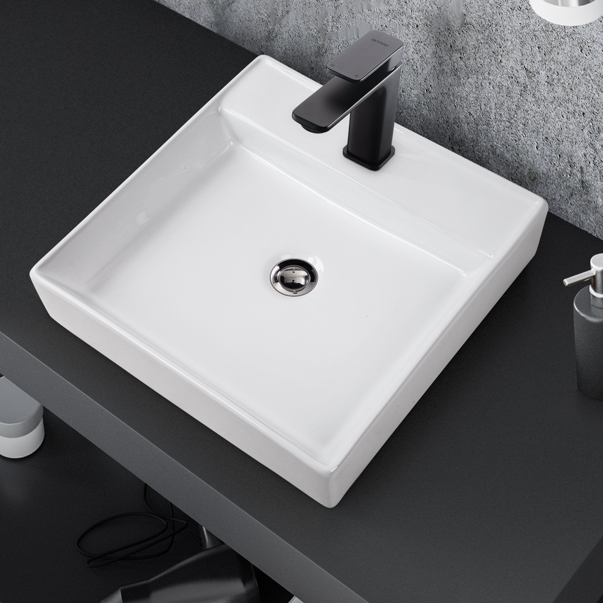 MIRAGE 44 Square Above Counter Basin Low Profile Basins Arova 