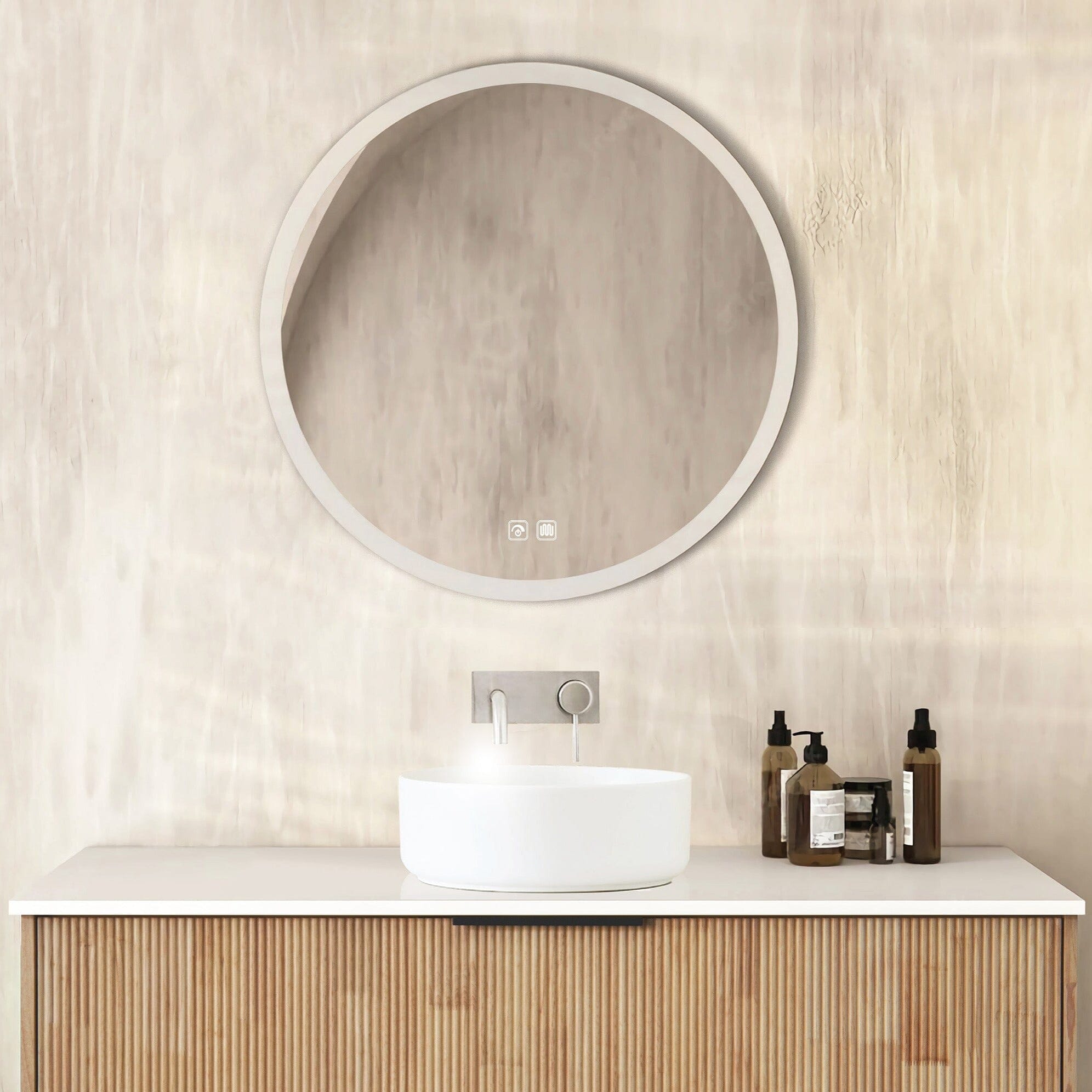 Moon Round Backlit LED Bathroom Mirror 70cm Vanities & Mirrors Arova 