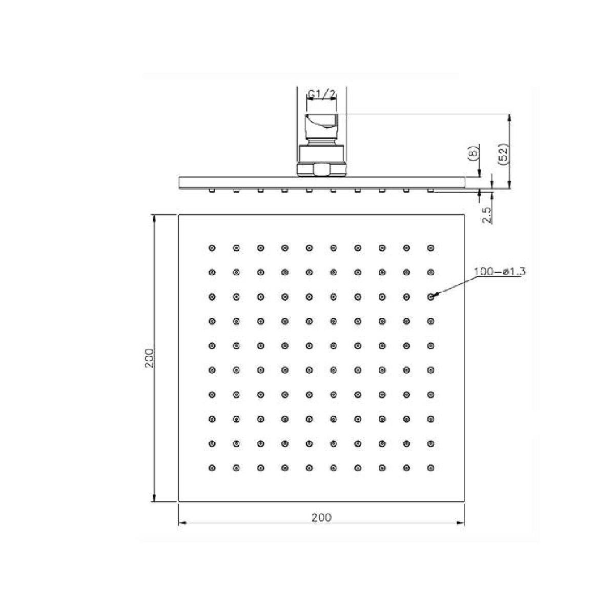 Nero 200mm Square Shower Head Chrome showers Nero 