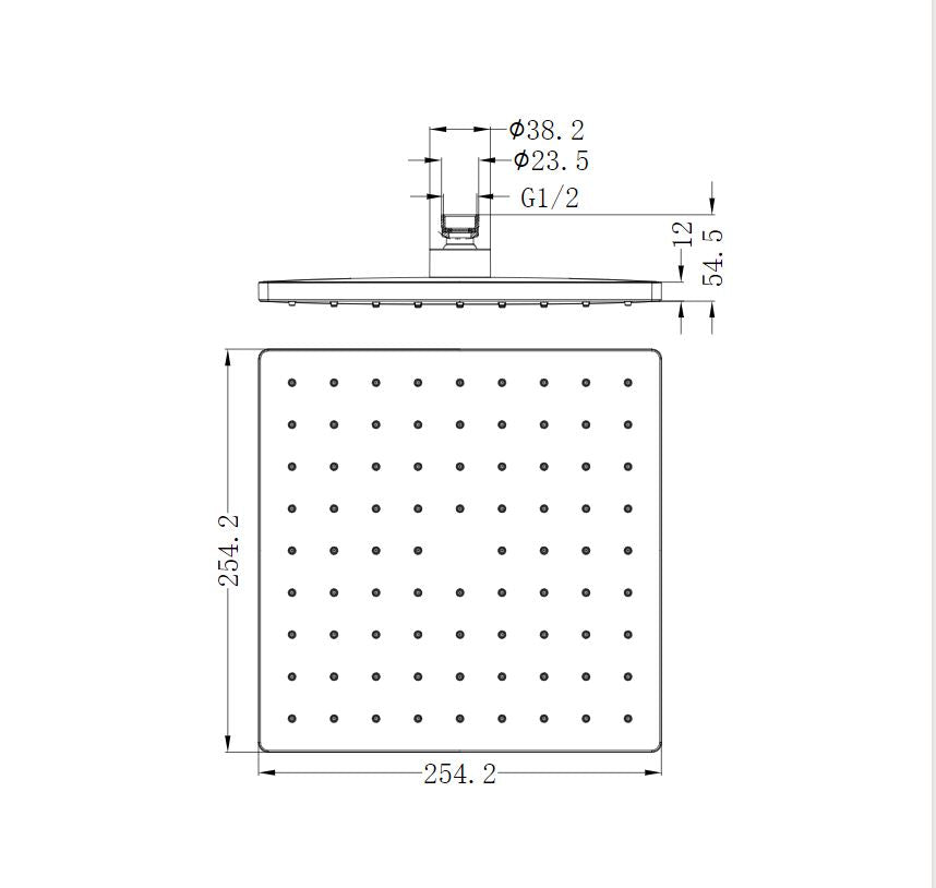 Nero ABS 250mm Square Shower Head Brushed Nickel showers Nero 