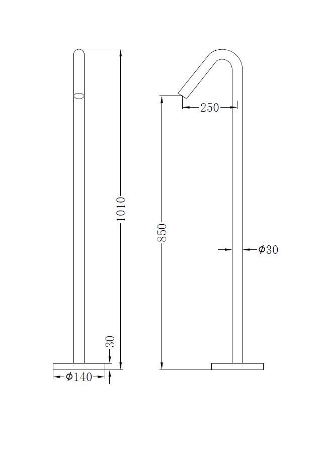 Nero BIANCA Floor Standing Bath Spout Only BRUSHED NICKEL YSW2219-03A-BN Baths Nero 