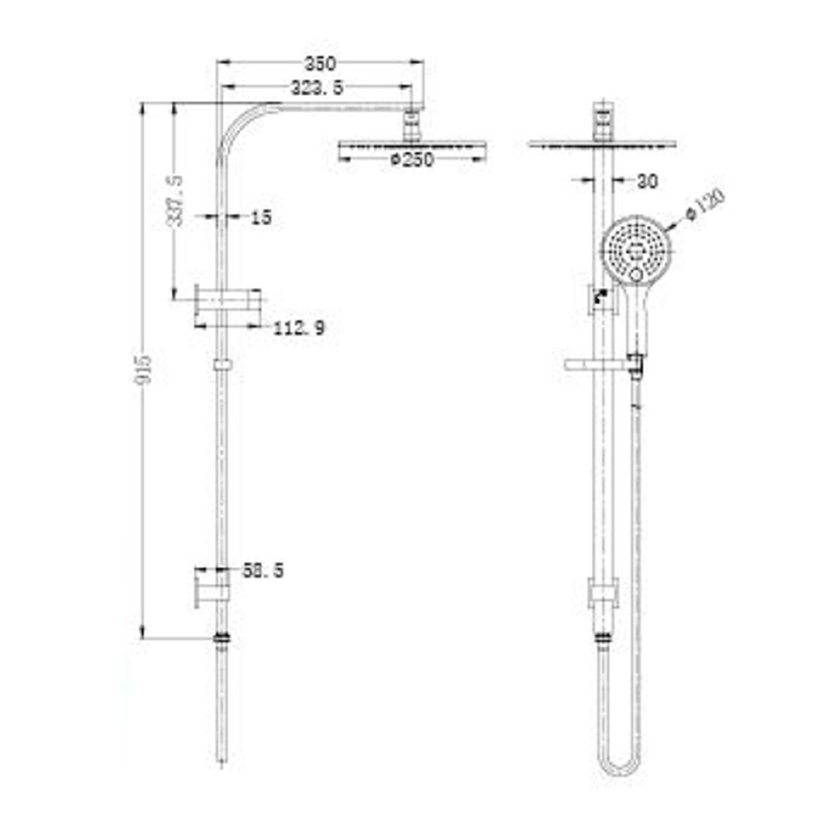 Nero Dolce 250mm Round Twin Shower Brushed Nickel showers Nero 