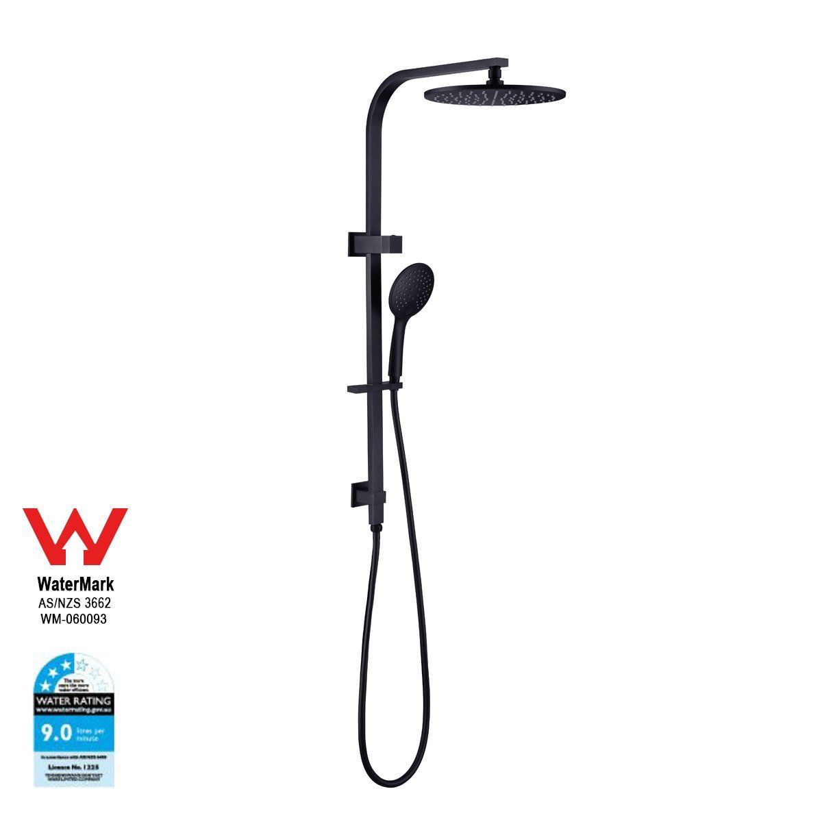 Nero Dolce 250mm Round Twin Shower Matt Black showers Nero 