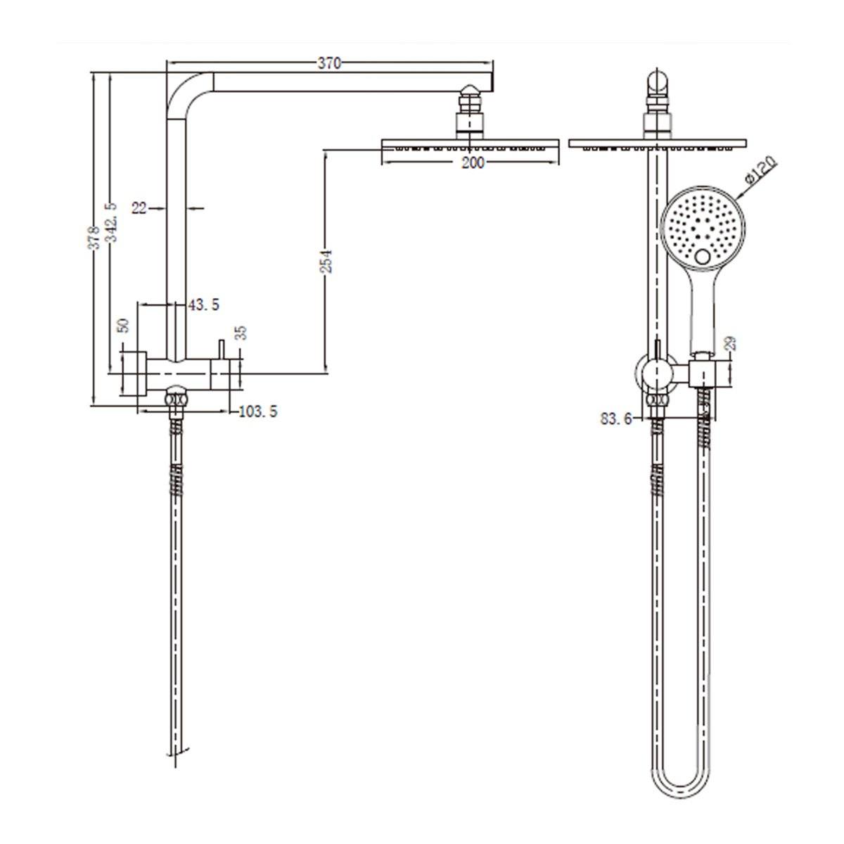 Nero DOLCE Short Twin Shower Brushed Gold showers Nero 