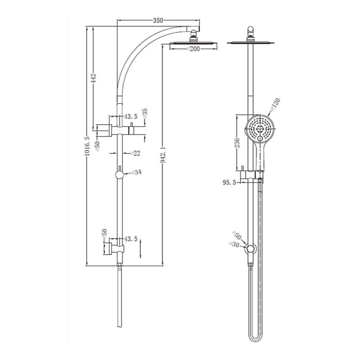 Nero Dolce Shower Column Set Gun Metal Grey Showers Nero 