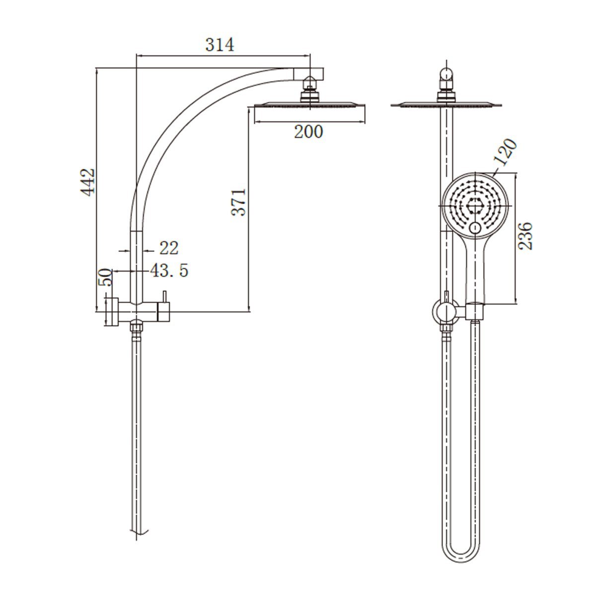 Nero Dolce Shower Column Set Short Gun Metal Showers Nero 