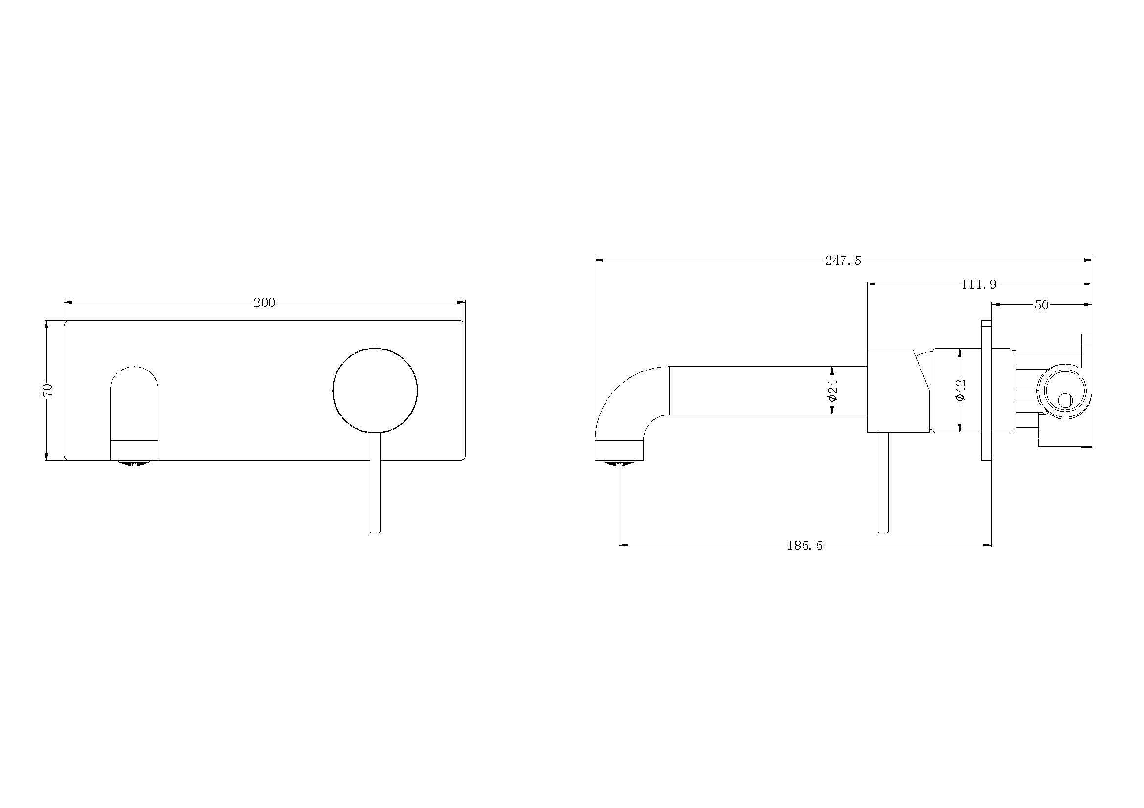 Nero MECCA Wall Basin Mixer 160MM BRUSHED NICKEL YSW2219-07A-BN Tapware Nero 