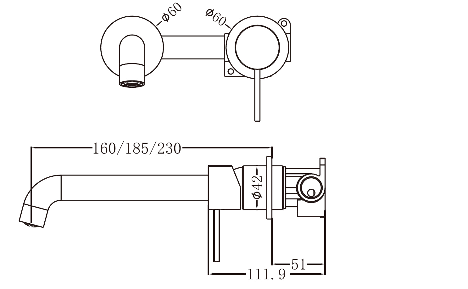 Nero MECCA Wall Basin Mixer Separate Back Plate 160MM BRUSHED GOLD YSW2219-07C-BG Tapware Nero 