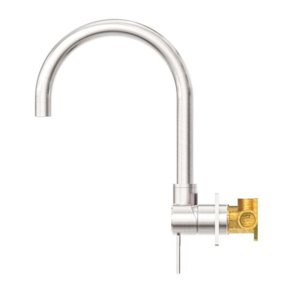 Nero MECCA Wall Basin Mixer Swivel Spout BRUSHED NICKEL Tapware Nero 