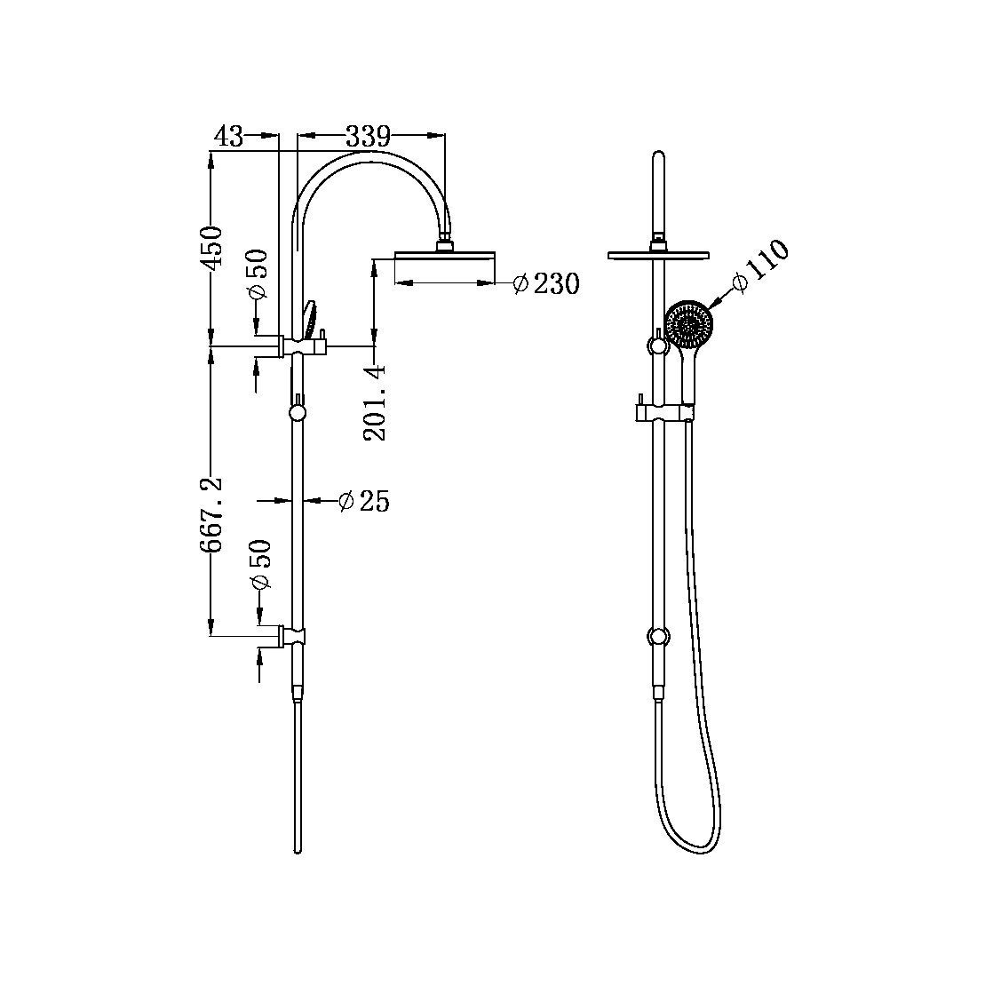 Nero Mecca/Dolce Twin Shower with Air Shower Brushed Gold showers Nero 