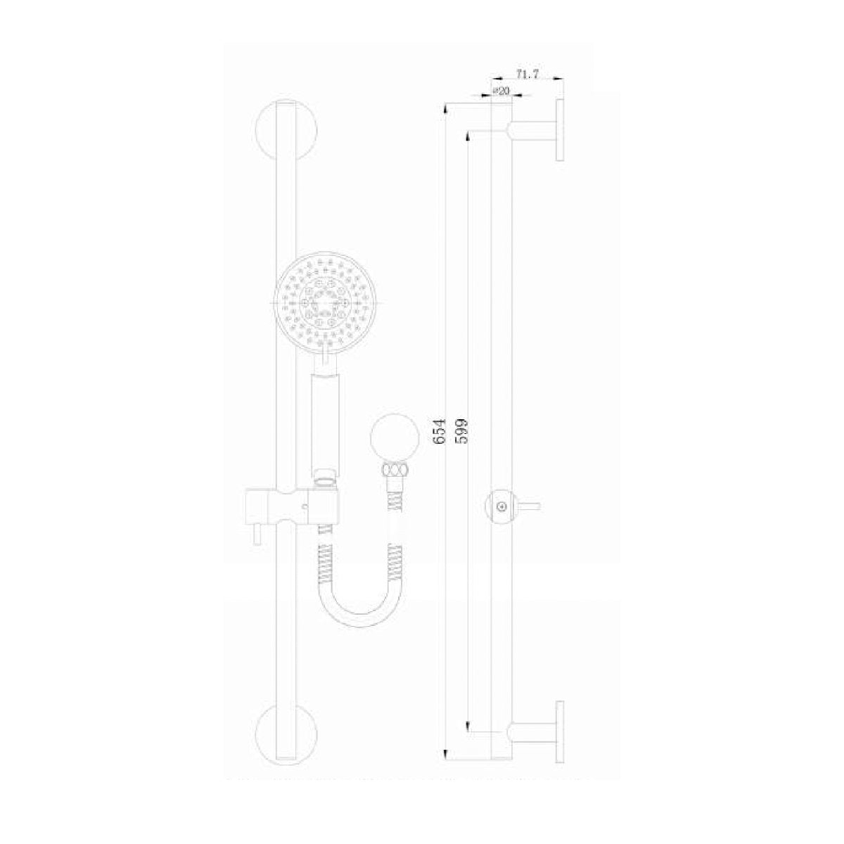 Nero Nova 3 Function Rail Shower Chrome - YSW302 showers Nero 