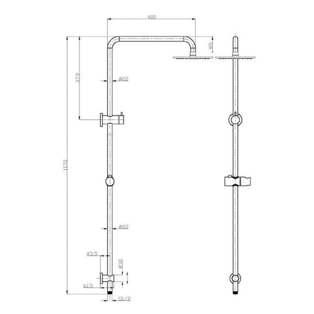 Nero Nova Round Twin Shower Set Slim Hand Shower Chrome Showers Nero 