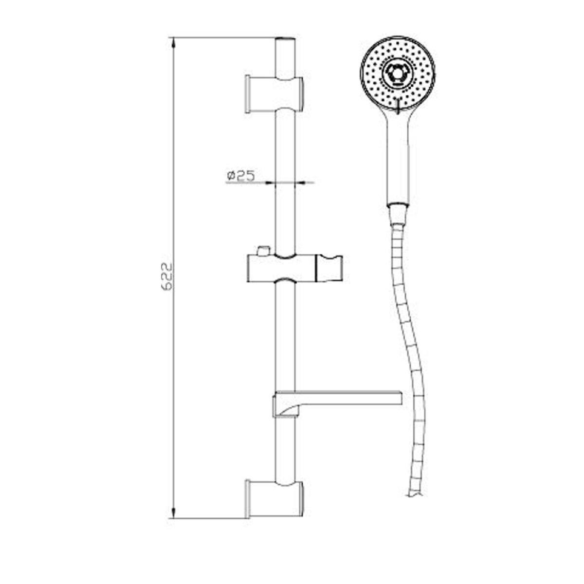 Nero Project Shower Rail Chrome showers Nero 