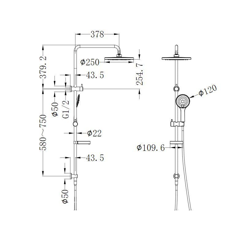 Nero Project Twin Shower Brushed Nickel Showers Nero 