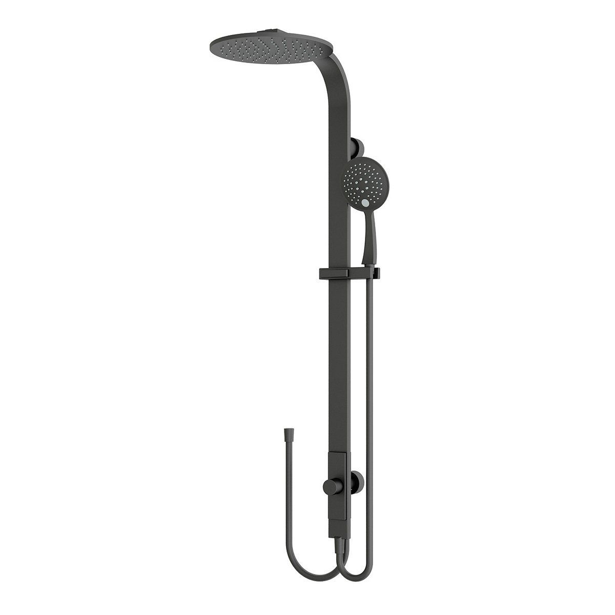 Nero Rain Round Shower Set Double Hose Matt Black Showers Nero 