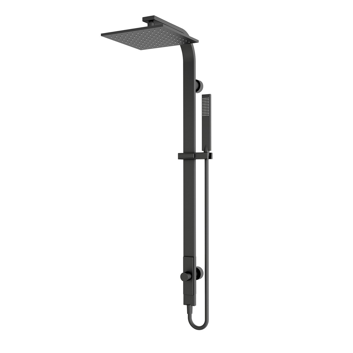 NERO Rain Square Twin Shower Matt Black Bottom Inlet Showers Nero 