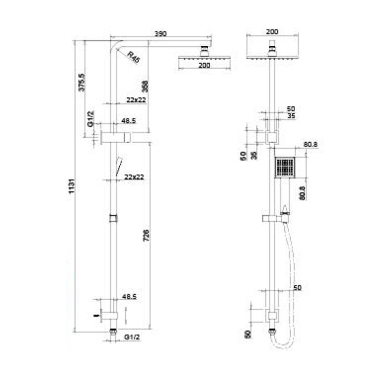 Nero Vibe Square Shower Set Chrome showers Nero 