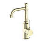 Nero York Basin Mixer Aged Brass Tapware Nero White Porcelain Lever 