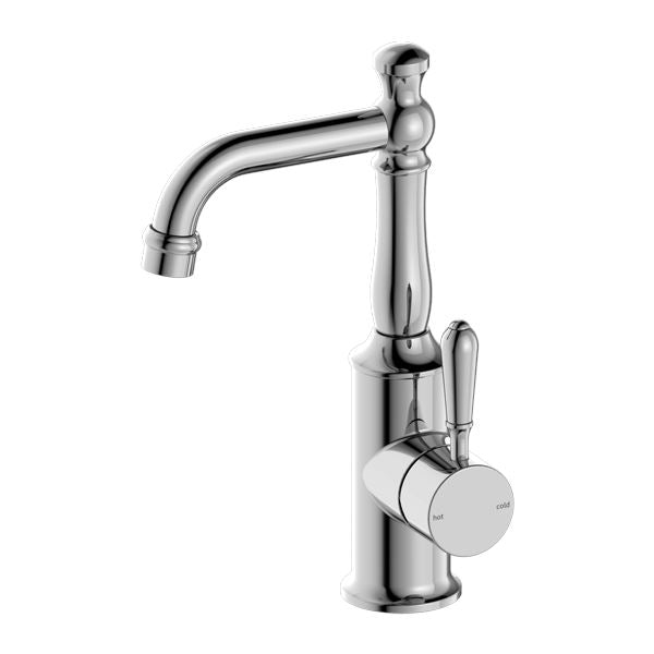 Nero York Basin Mixer Chrome Tapware Nero Metal Lever 