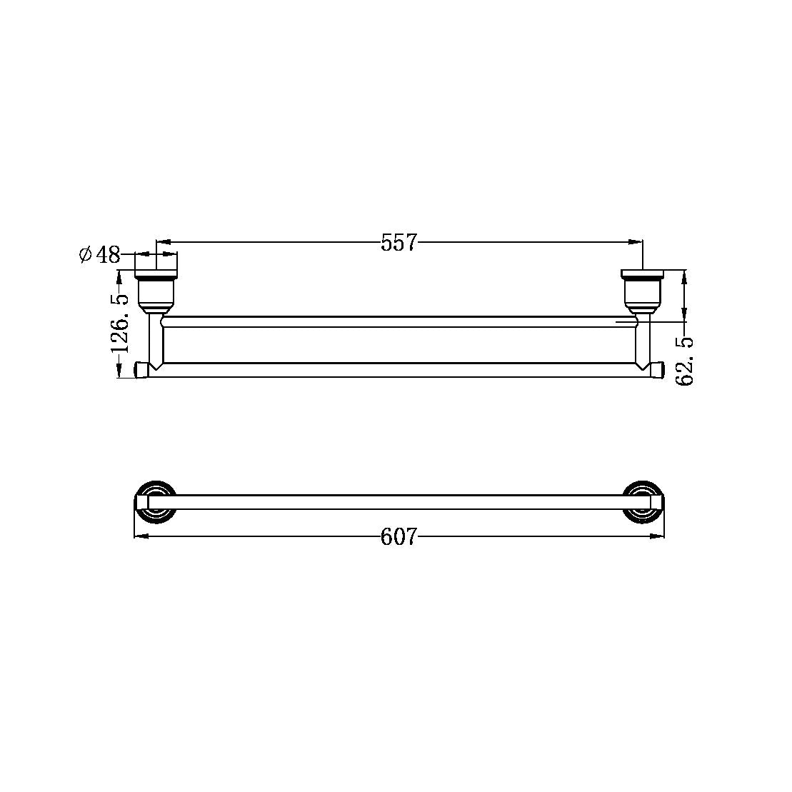 Nero York Double Towel Rail Aged Brass 600MM 6924D-AB Accessories Nero 