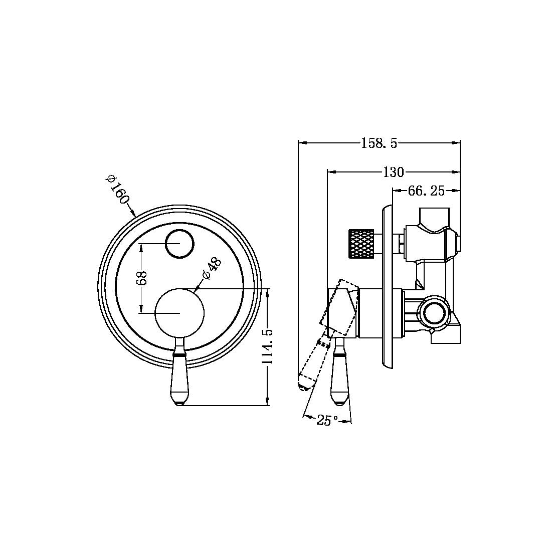 Nero York Shower Mixer with Divertor Matte Black Tapware Nero 