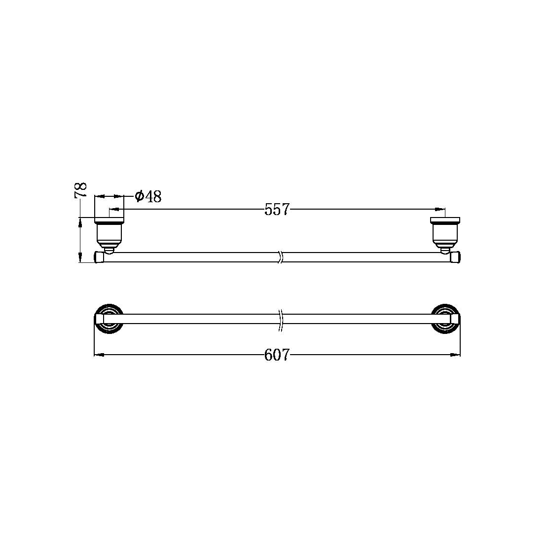 Nero York Single Towel Rail Matte Black 600MM 6924-MB Accessories Nero 