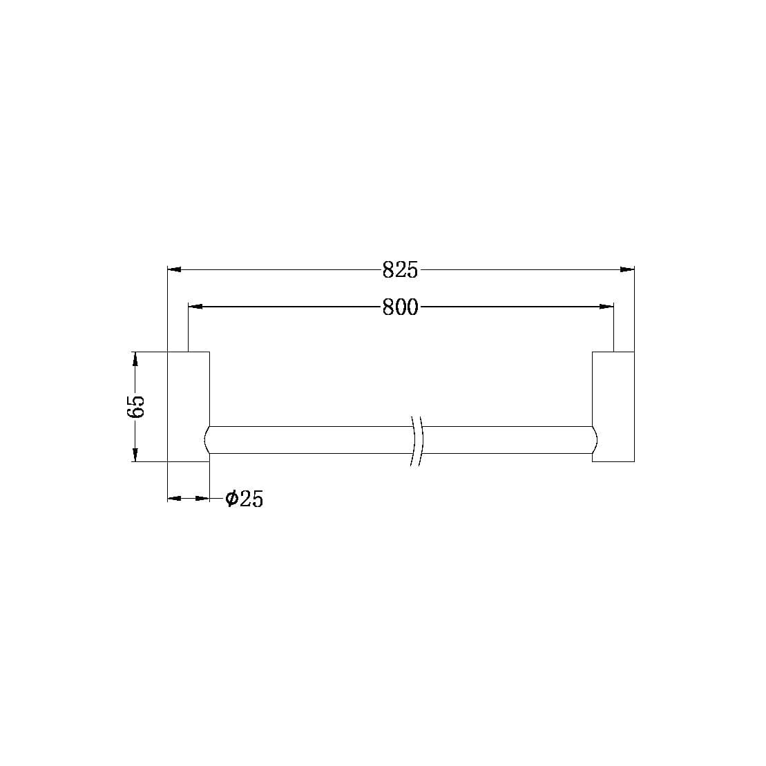 New MECCA Single Towel Rail 800MM Brushed Gold 2330-BG Accessories Nero 