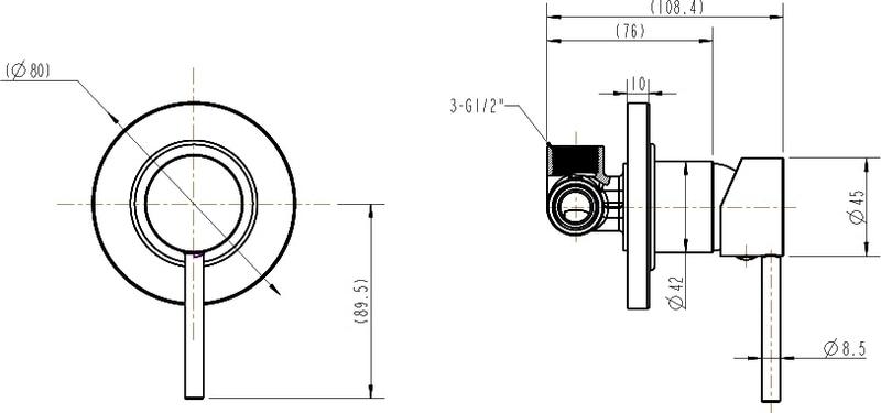 NIKO-II Pin Hdl Shower Mixer in Brushed Nickel Tapware ECT 