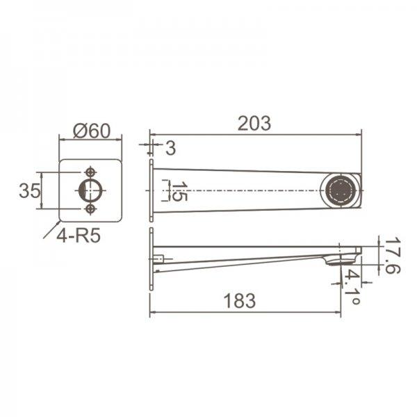 Noir Fixed Bath Spout - WT118BK Tapware ECT 