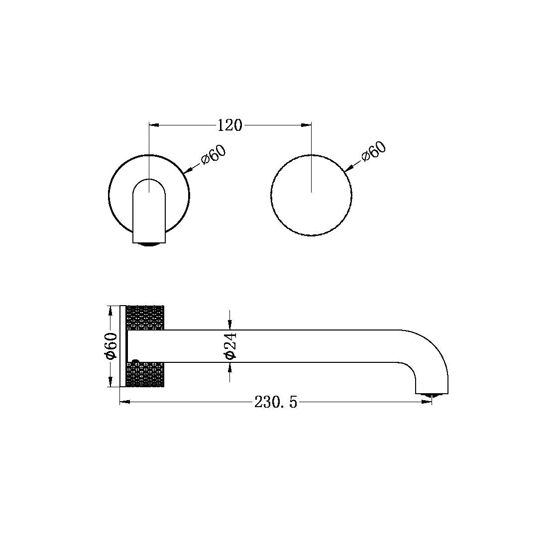 OPAL Progressive Wall Basin Mixer Set Graphite Tapware Nero 