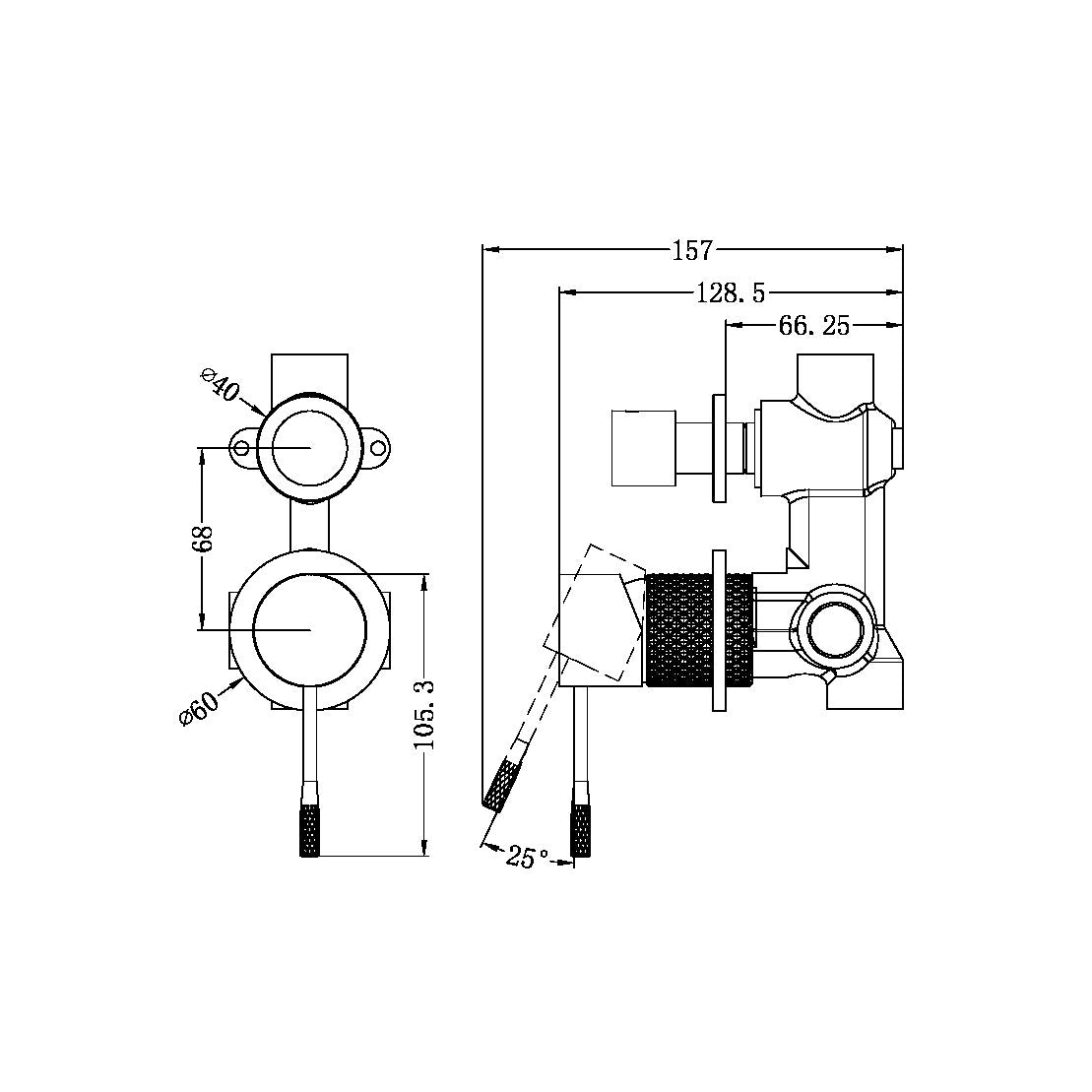 OPAL SHOWER MIXER WITH DIVERTOR SEPARATE PLATE BG Tapware Nero 