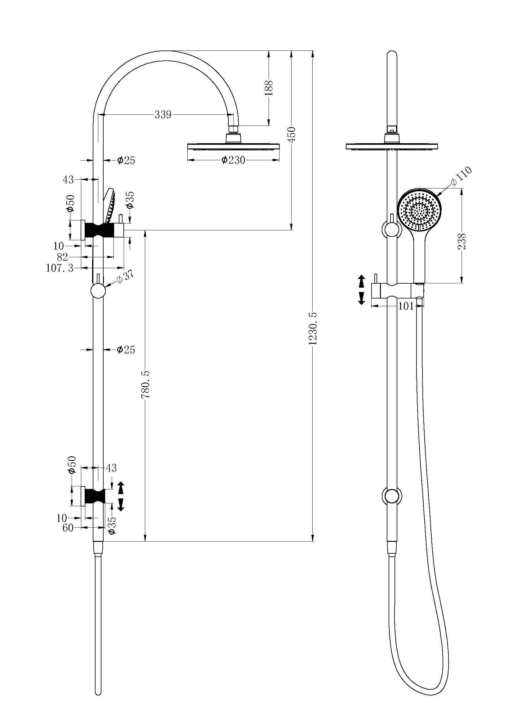 Opal Shower Set Brushed Nickel YSW2519-05B-BN Showers Nero 