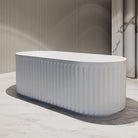 ORI 1500mm V Groove Fluted Freestanding Gloss White Bathtub Baths Arova 