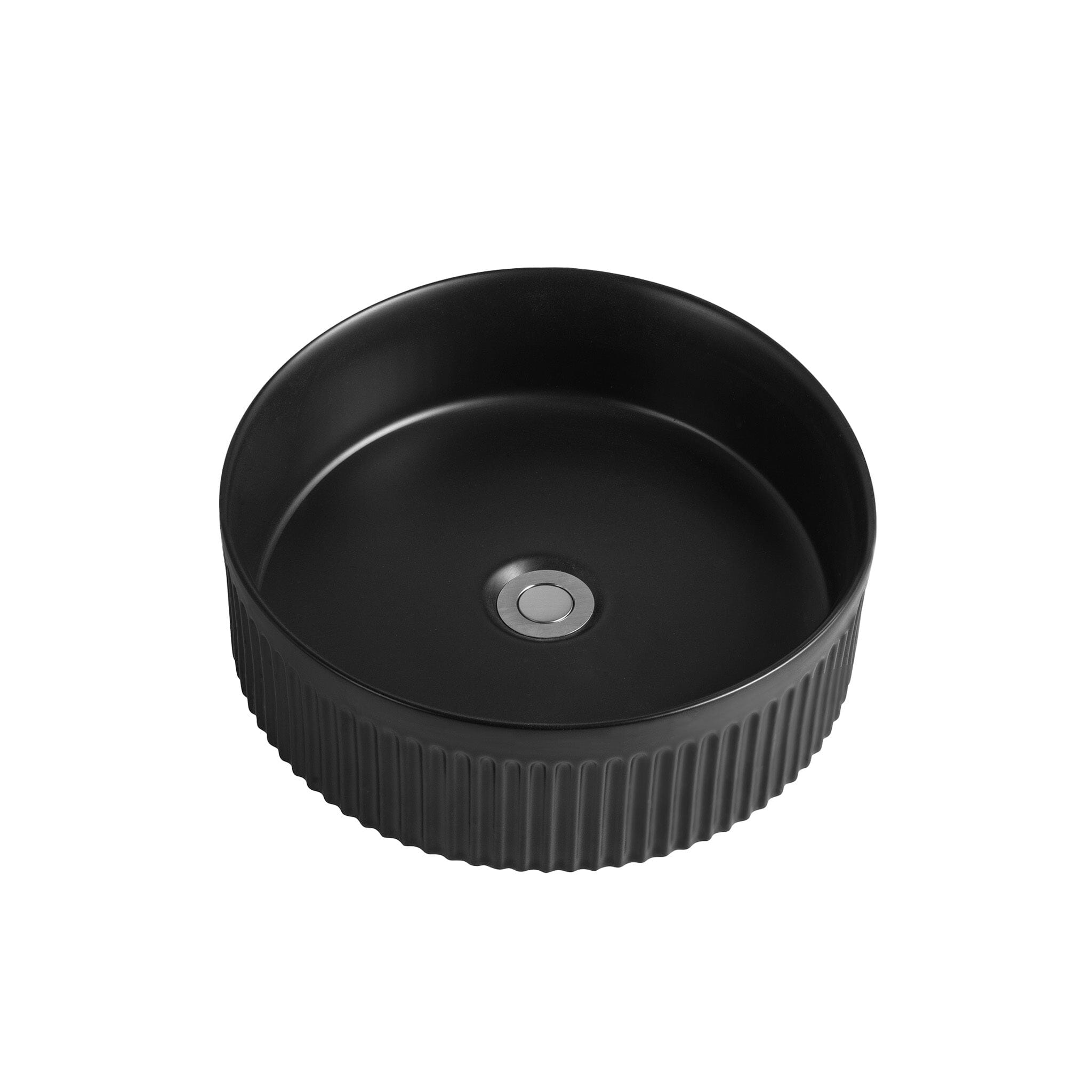 Ori 40 Fluted Above Counter Basin Round Matte Black Basins Arova 