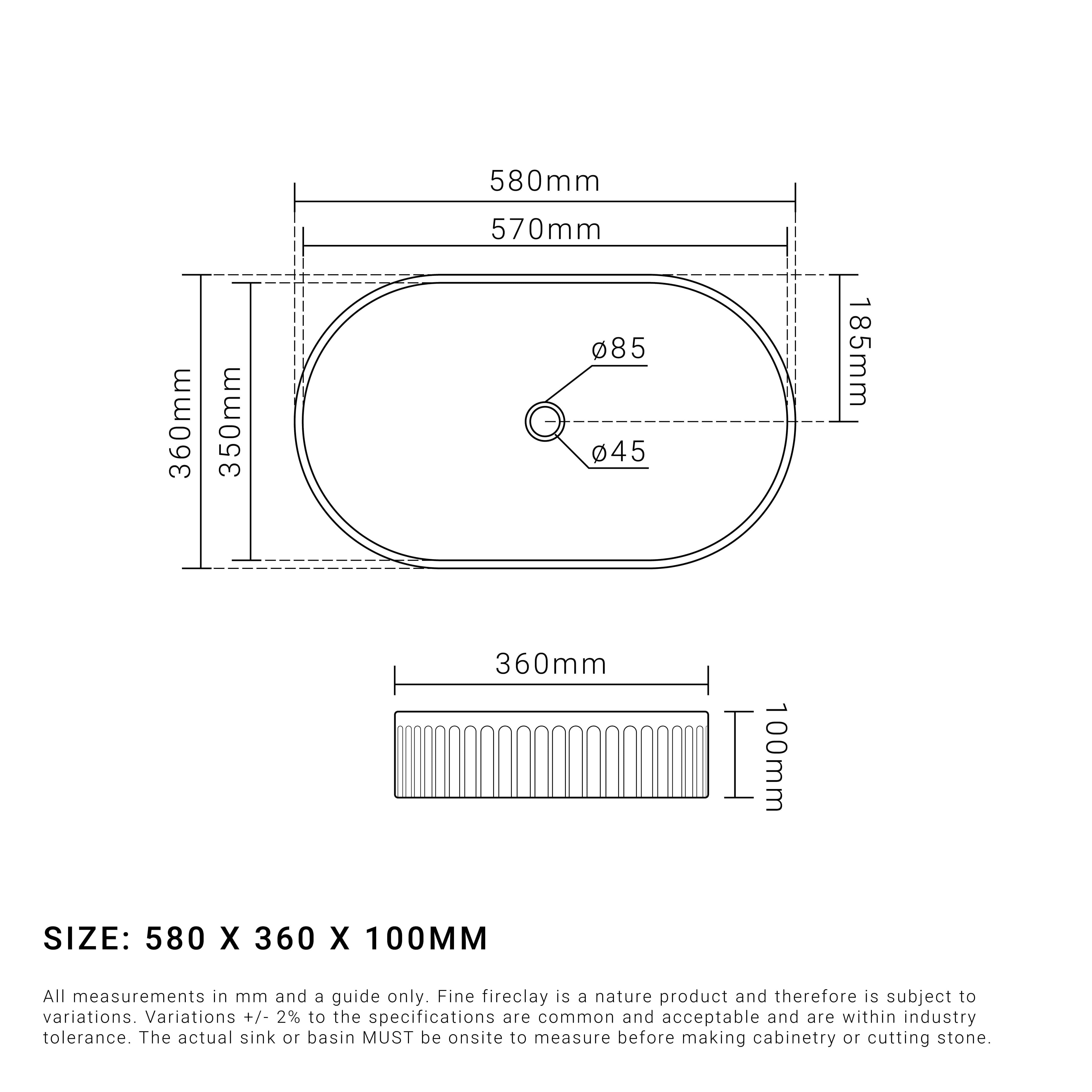 Ori 58 Fluted Above Counter Oval Basin Matte Black Basins Arova 