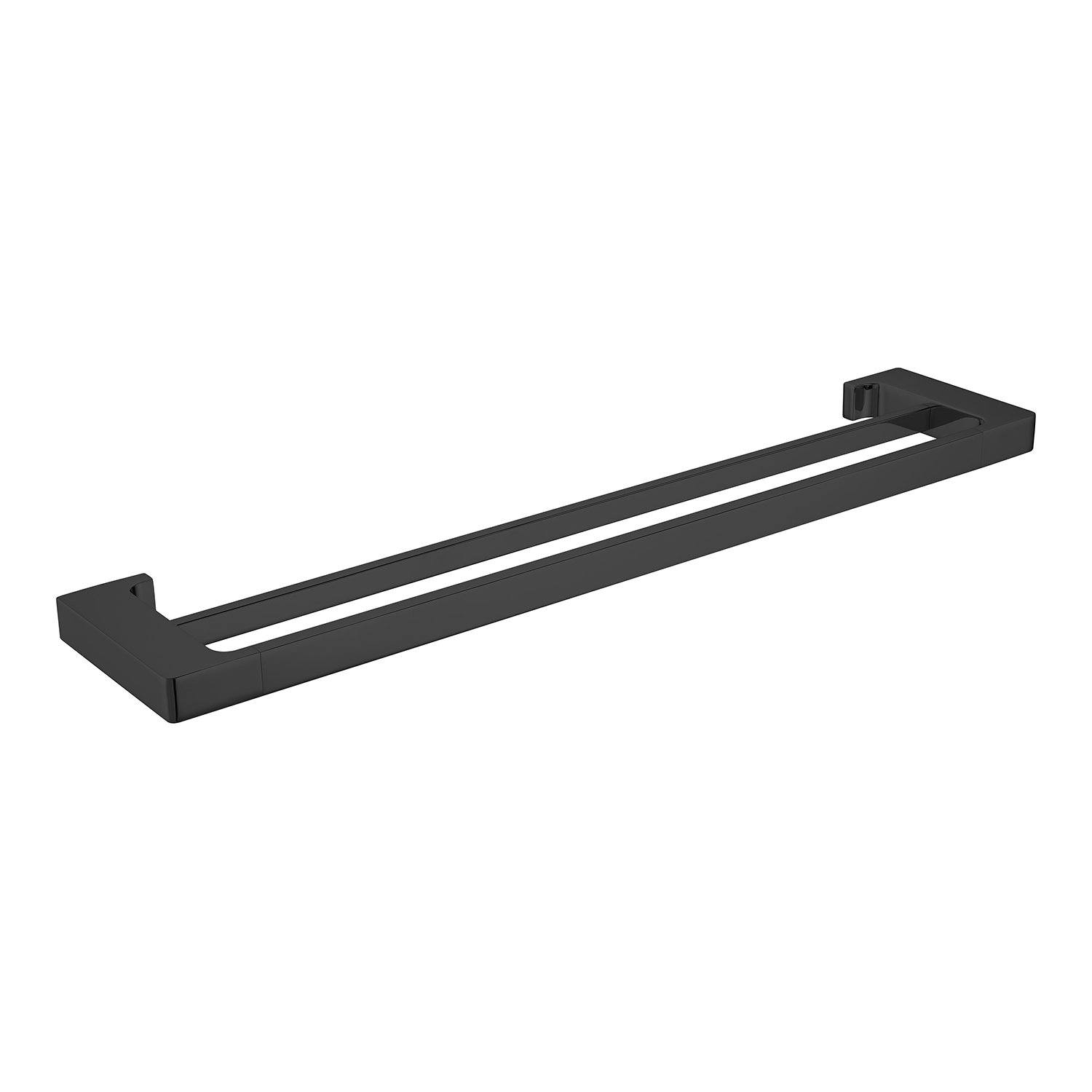 PEARL Double Towel Rail 600mm MATTE BLACK 8024D-MB Accessories Nero 