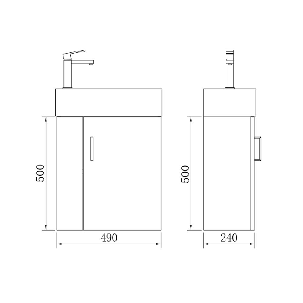 Piccolo 50cm Width 24.5cm Deep Wall Hung Bathroom Vanity - PICCOLO50W Vanities & Mirrors ECT 